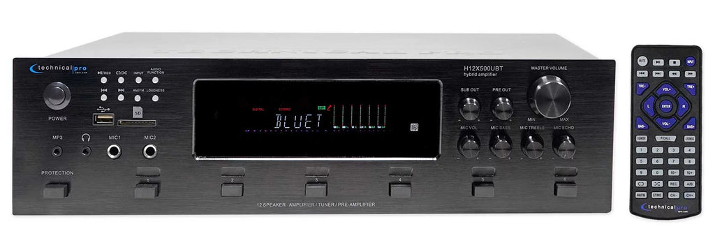 Ceiling 6.5" Receiver+12) Speakers+EQ Home Black 6-Zone, Theater 6000w Bluetooth