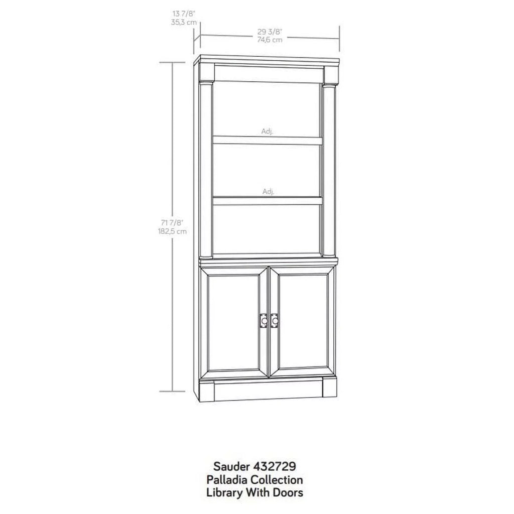 Bookcase, 5-Shelf Palladia Library Bookcase Sauder Glacier Oak Finish