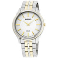 White Two Core Watch Tone Solar Power Steel Dial Men's Seiko Reserve SUP864