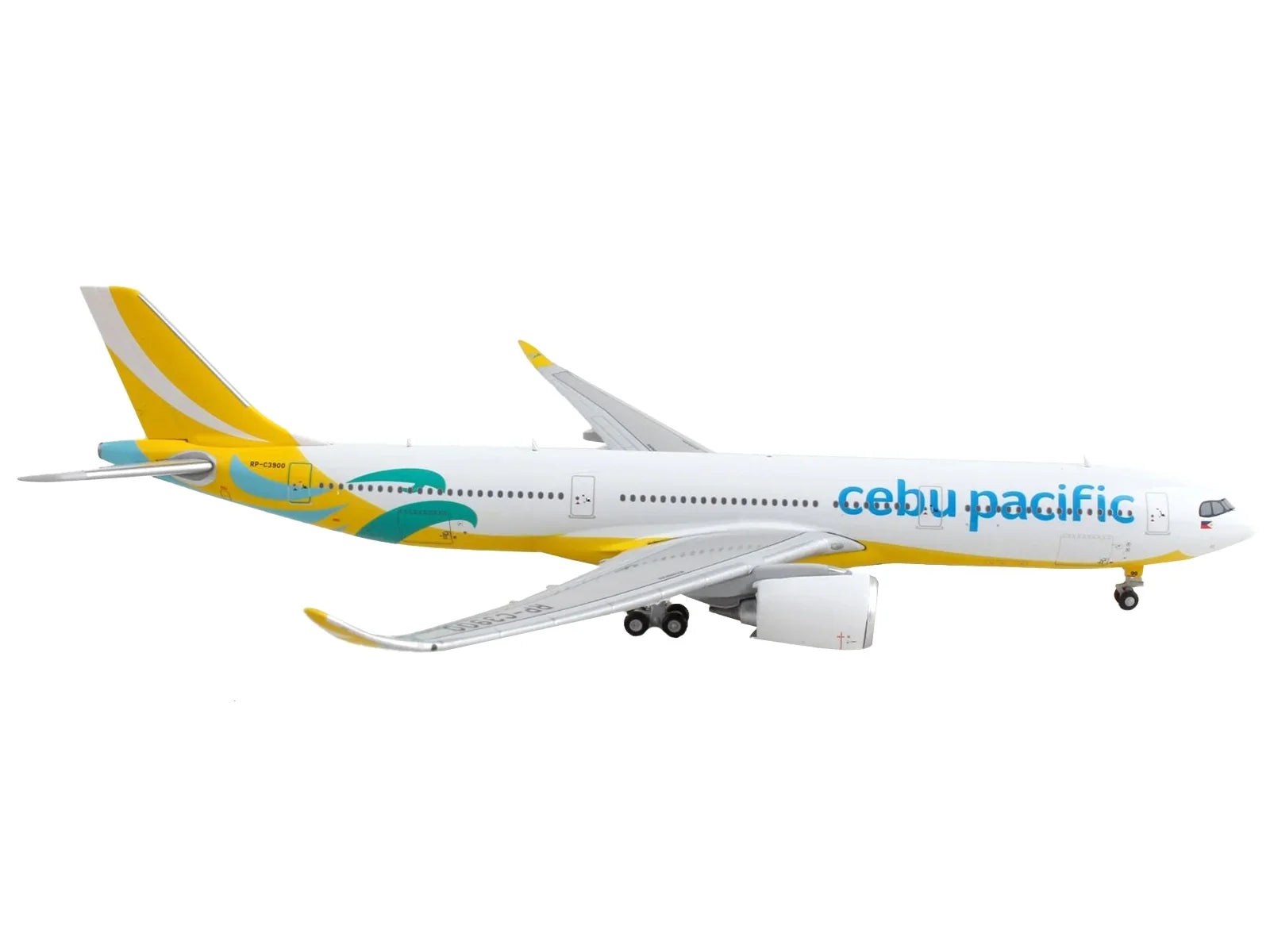 A330-900 by White Yellow Diecast Airbus GeminiJets and Commercial "Cebu Airplane Pacific" Aircraft Model 1/400