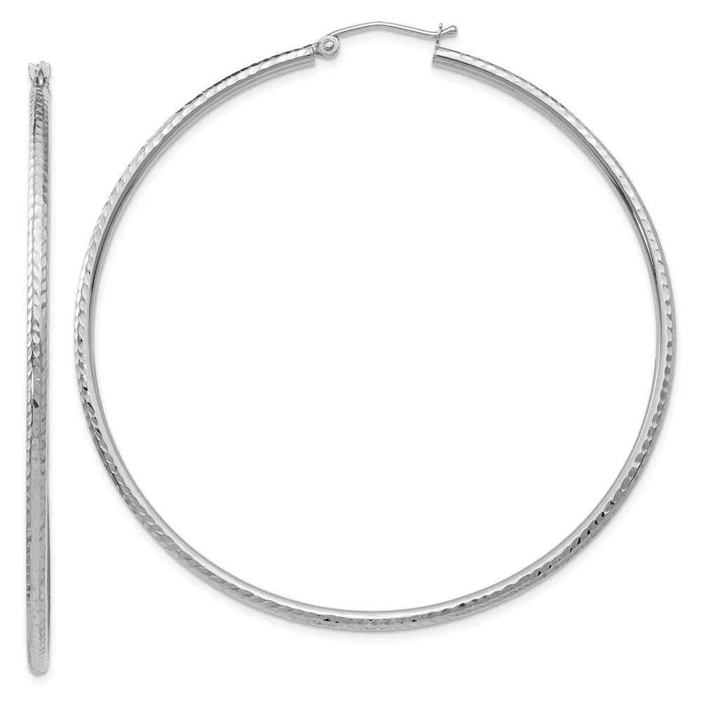 Women Earrings; and White Teens; 14kt for Hoop Adults and Tube Diamond-cut Real for Men Gold 2mm Round