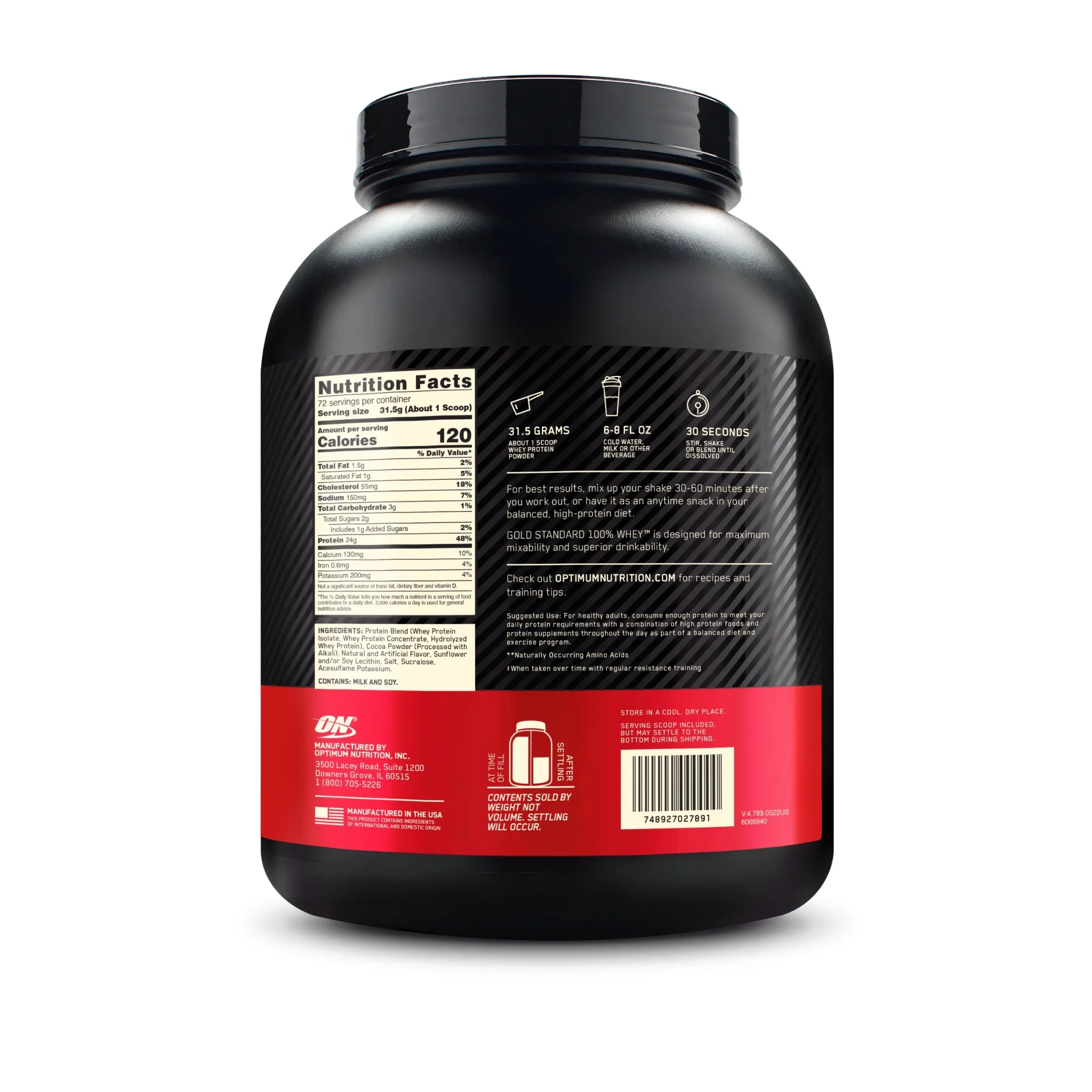 Servings Road, Gold Optimum lb, Powder, Whey 5 72 Rocky Protein Standard 100% Nutrition,