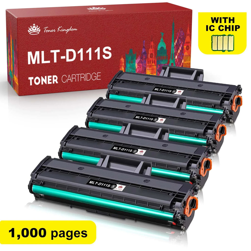 4-Pack 111S Tonerkingdom MLT-D111S for Compatible Toner Laser (Black) Replacement Ink M2020W M2070W M2070FW Printer with Xpress Work