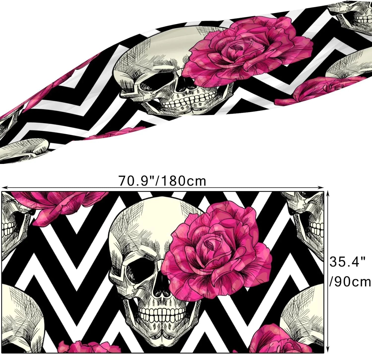 Scarf Skull Pink Neck Shawl Women Hyjoy Roses Silk Long Girls Scarves for And Wrap Lightweight