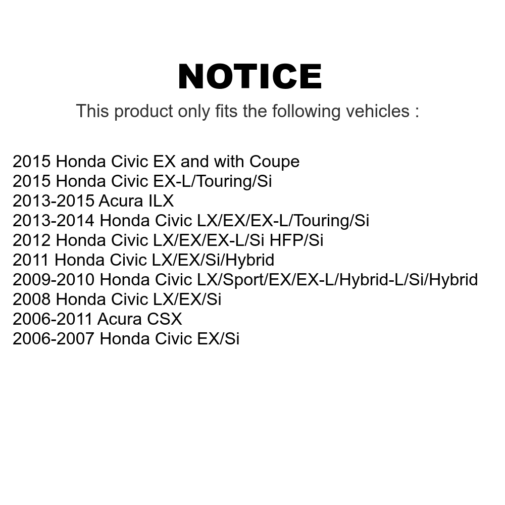 Civic Transit Rear Kit K8F-101813 Rotors Honda ILX Acura Auto For - Brake Semi-Metallic CSX Pads Disc And