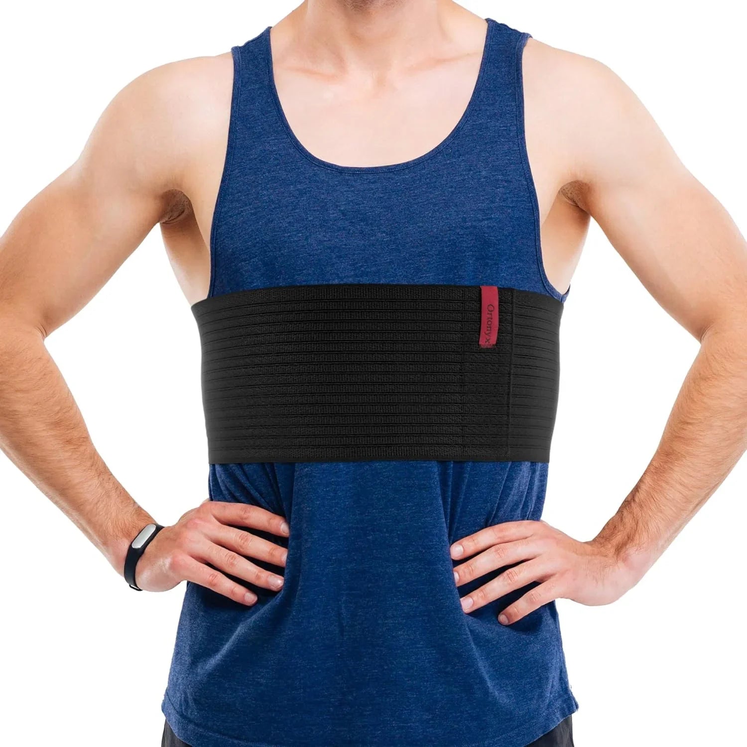 of Dislocated / Post-Surgery Chest Broken Wrap Comppression Cracked, Black 6.25" ACOX5226-BK-3XL 3XL ORTONYX Unisex Plus Brace Fractured, Rib Elastic Rehabilitation - Belt dimension - Ribs Aid Support