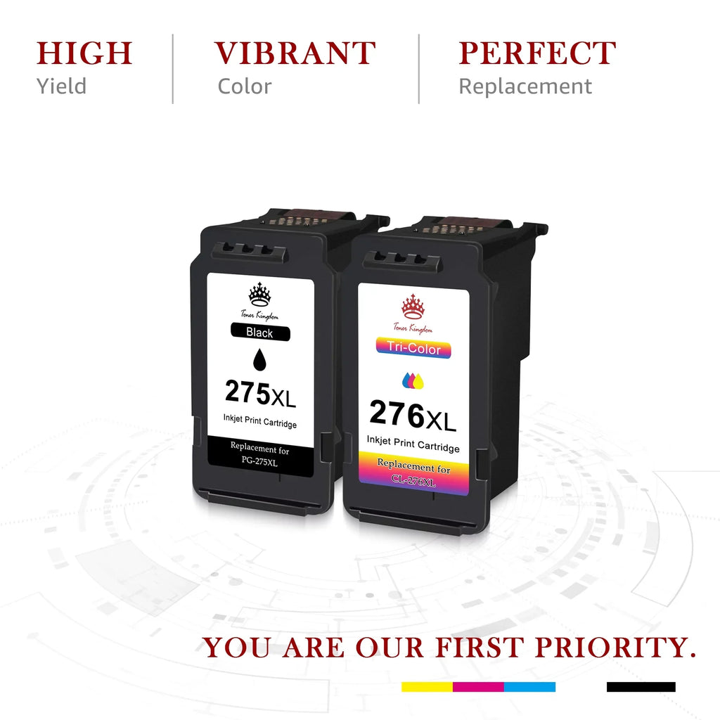Cartridges Printer 1 TR4722 for 276 276XL Pixma TR4700 High Cartridges Canon (2 Capacity Ink TS3520 Ink 275 PG-275XL CL-276XL 276 for and TS3522 Black, 275 TR4720 Ink 275XL TS3500 Color)