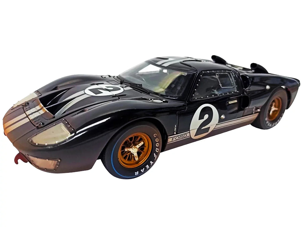 1966 II #2 MK Shelby Model by Race Diecast Silver with Collectibles (Dirty Black Car Stripes 1/18 After GT-40 Version)