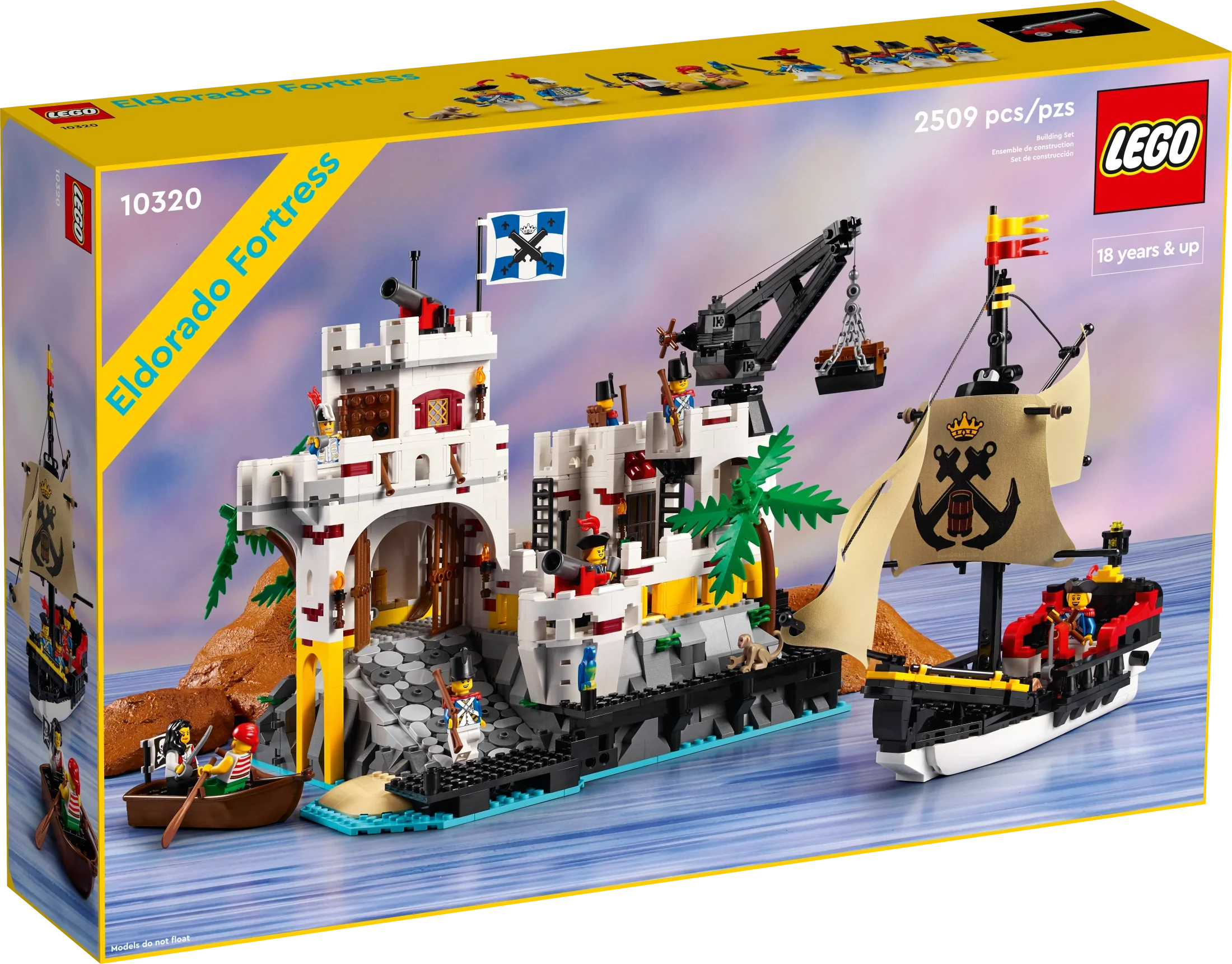 Nostalgic Fortress and Includes Building Décor, Gift Minifigures, Project, LEGO a Idea Rewarding Icons Office 10320 Ship Pirate Kit, Gift, Who 8 Love Home Adults Pirate Eldorado for