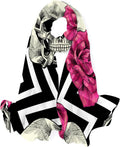 Scarf Skull Pink Neck Shawl Women Hyjoy Roses Silk Long Girls Scarves for And Wrap Lightweight