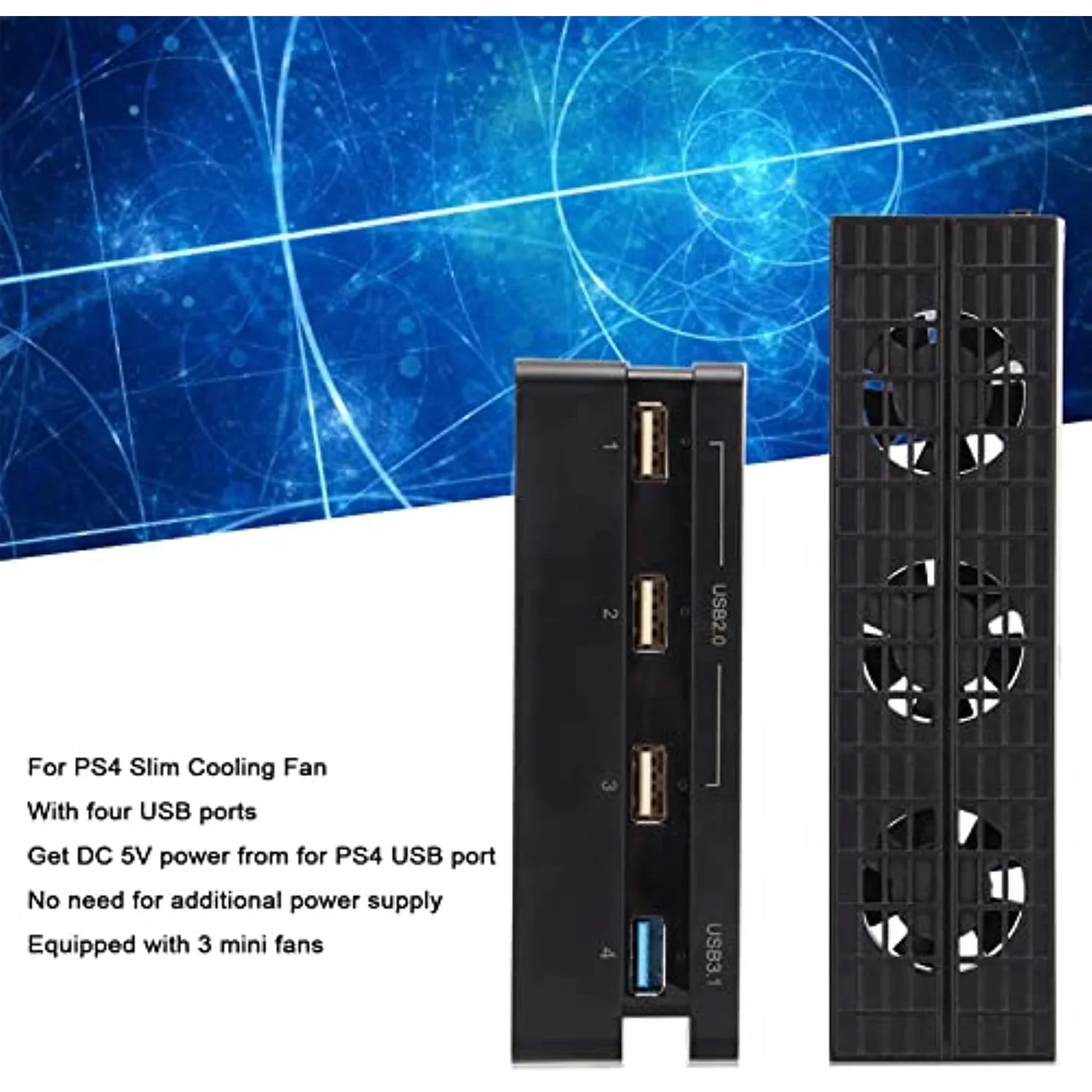 Gaming Game Fan With Fan Intelligent Hub Ps4 Cooling Host Usb Slim Console Console For Port For 4 Automatic Hub, Slim & Ps4 Cooling