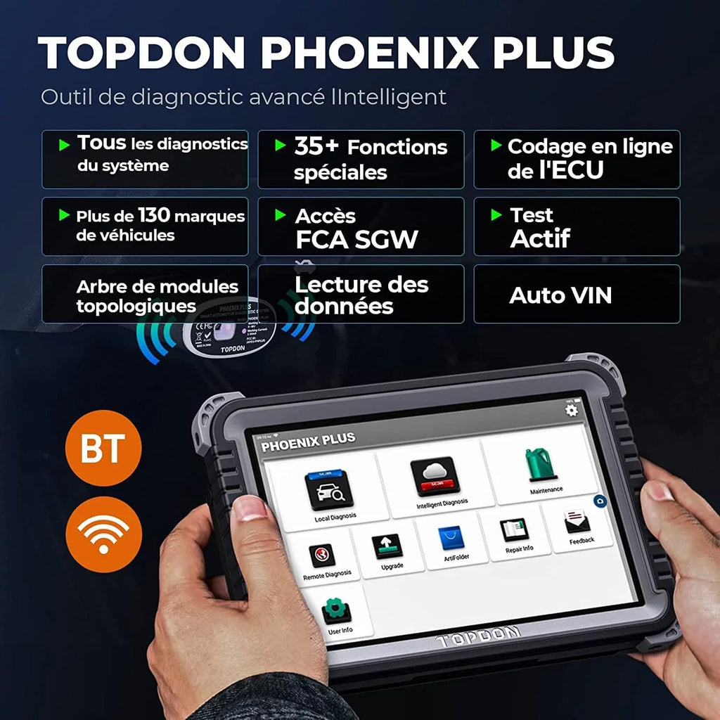 Scan OBD2 Scanner Services Bi-directional Coding, Advanced Reset Plus Diagnostic TOPDON ECU Phoenix Car Tool Matching,34 Key