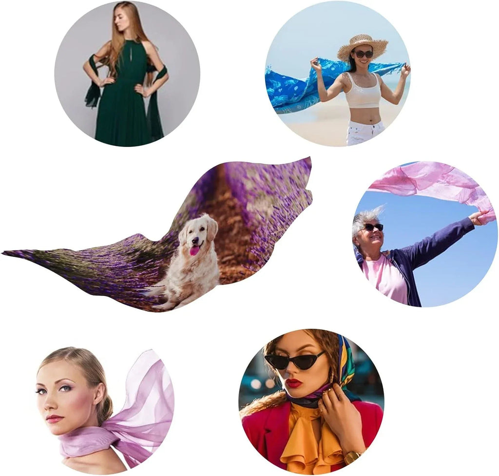 Dog Neck Wrap Women Scarf Golden Girls Lavender Adorable Retriever in Hyjoy Silk Field for Lightweight Long Scarves Shawl