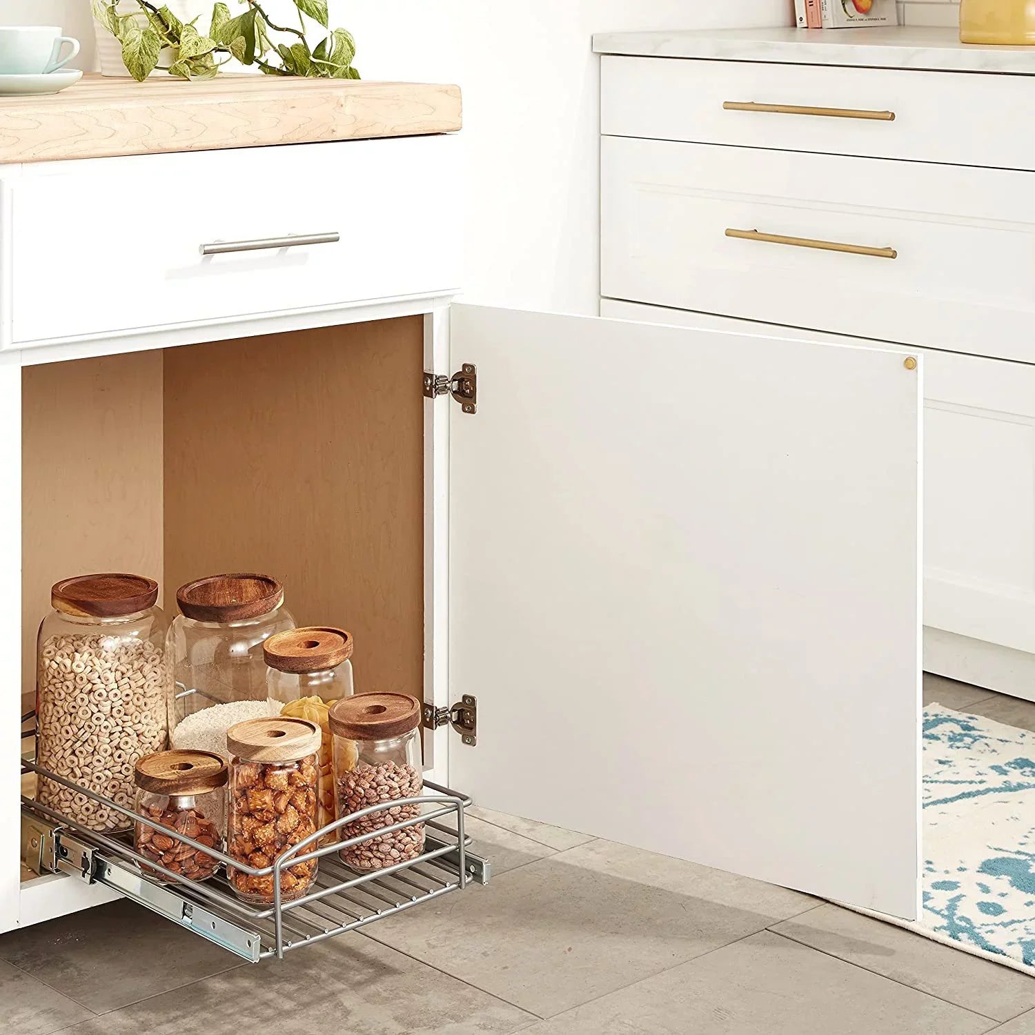 in. H W RS-MUB-11-FN in. Knape Organizer 20 x 5 in. Silver in Basket & Vogt x D Pull-Out Multi-Use Cabinet 12