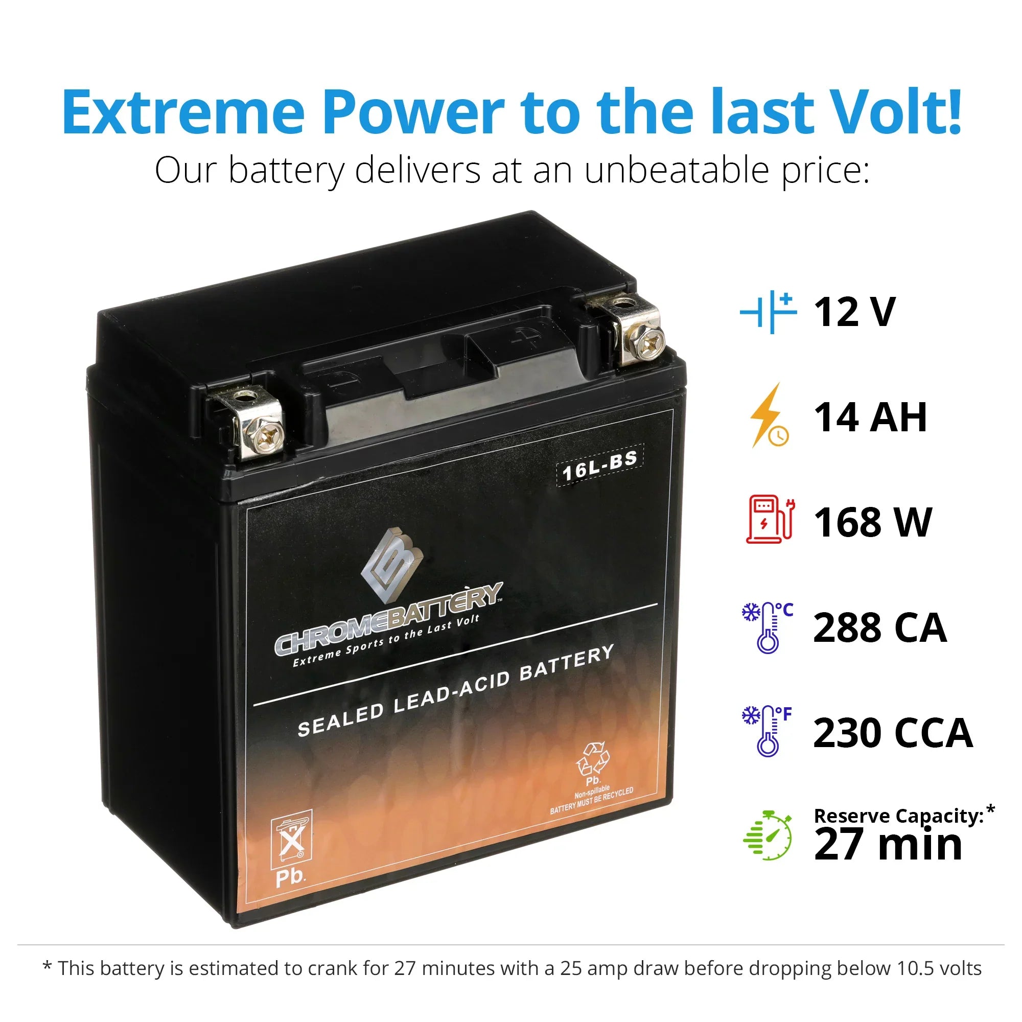 Ah, Yamaha CCA) Runner Wave 230 Chrome (16L-BS Jet Ski Battery 2005 Volt,14 for YTX16L-BS 12 Battery