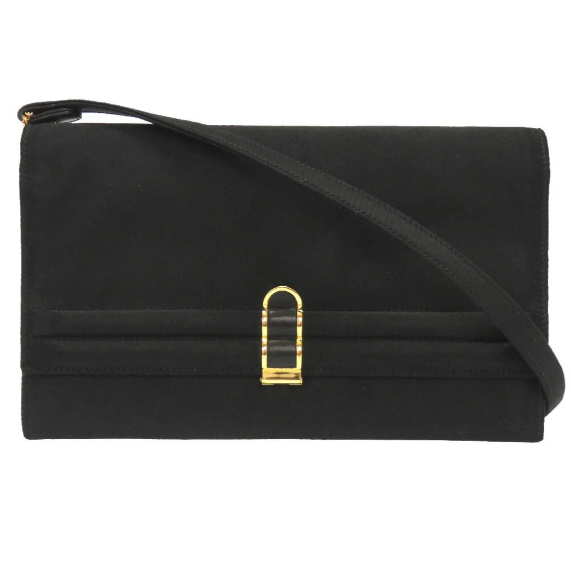 Cooktail Gold Bag Hermes 0034 Pre-Owned hardware Shoulder HERMES Black Satin (Good)
