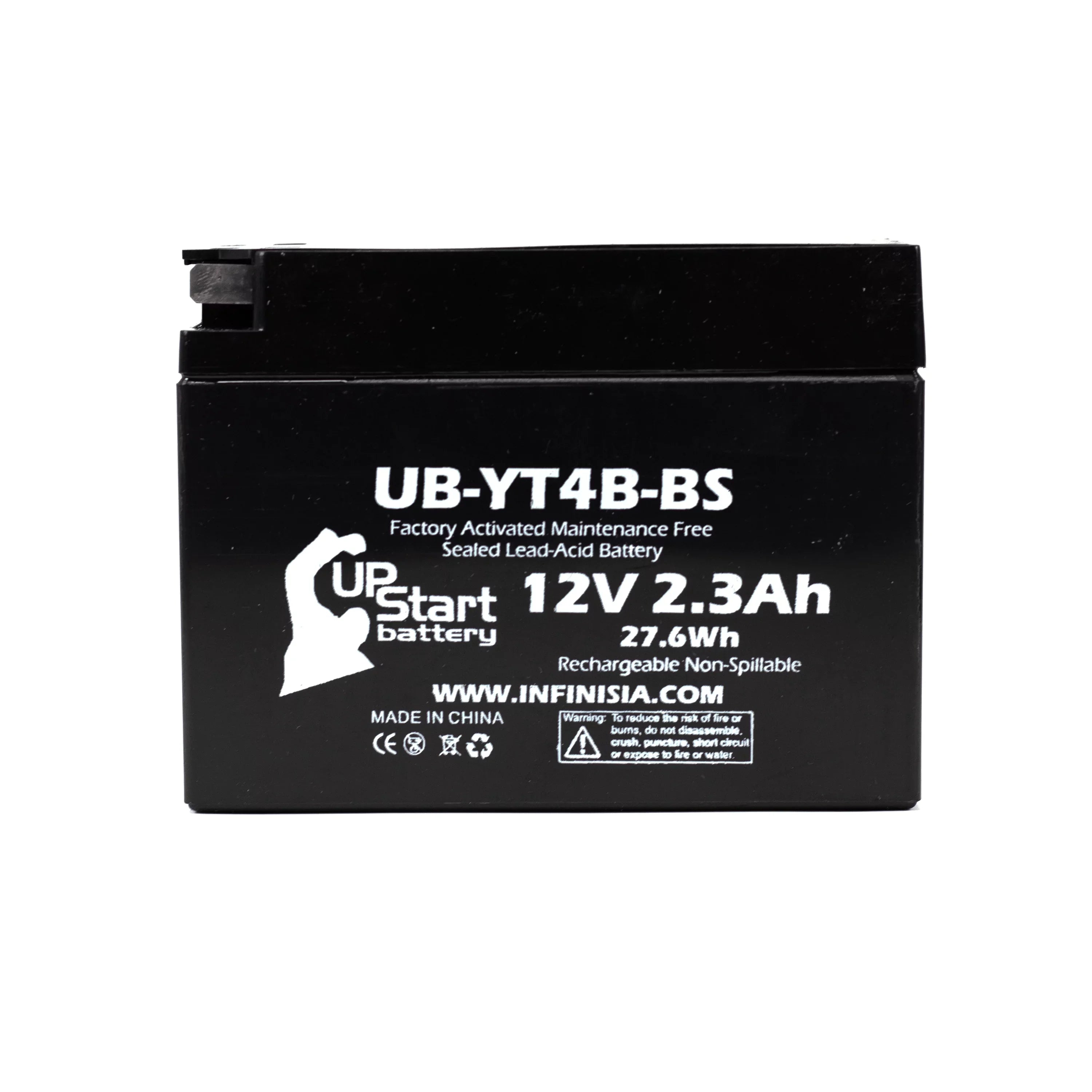 Yamaha 12V, 2.3Ah, Factory Battery UB-YT4B-BS Motorcycle Activated, 400CC Free, Battery UpStart 4-Pack for 2008 - Maintenance SR400 Replacement