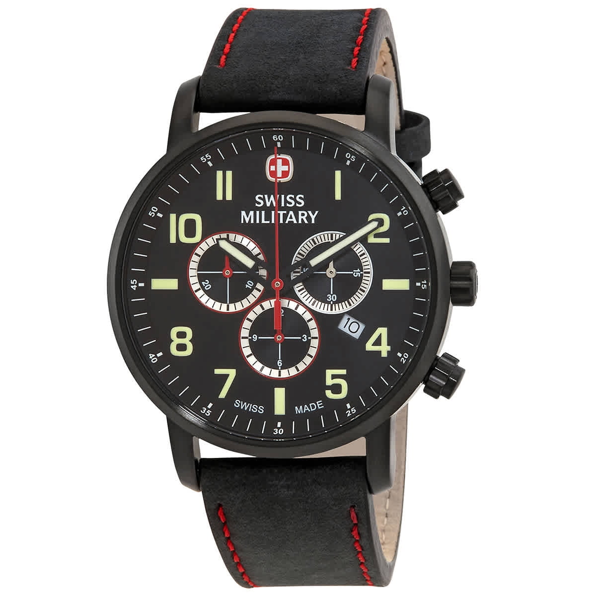 01.1543.304 Military Chrono Dial Chronograph Swiss Men's Attitude Watch Quartz Black