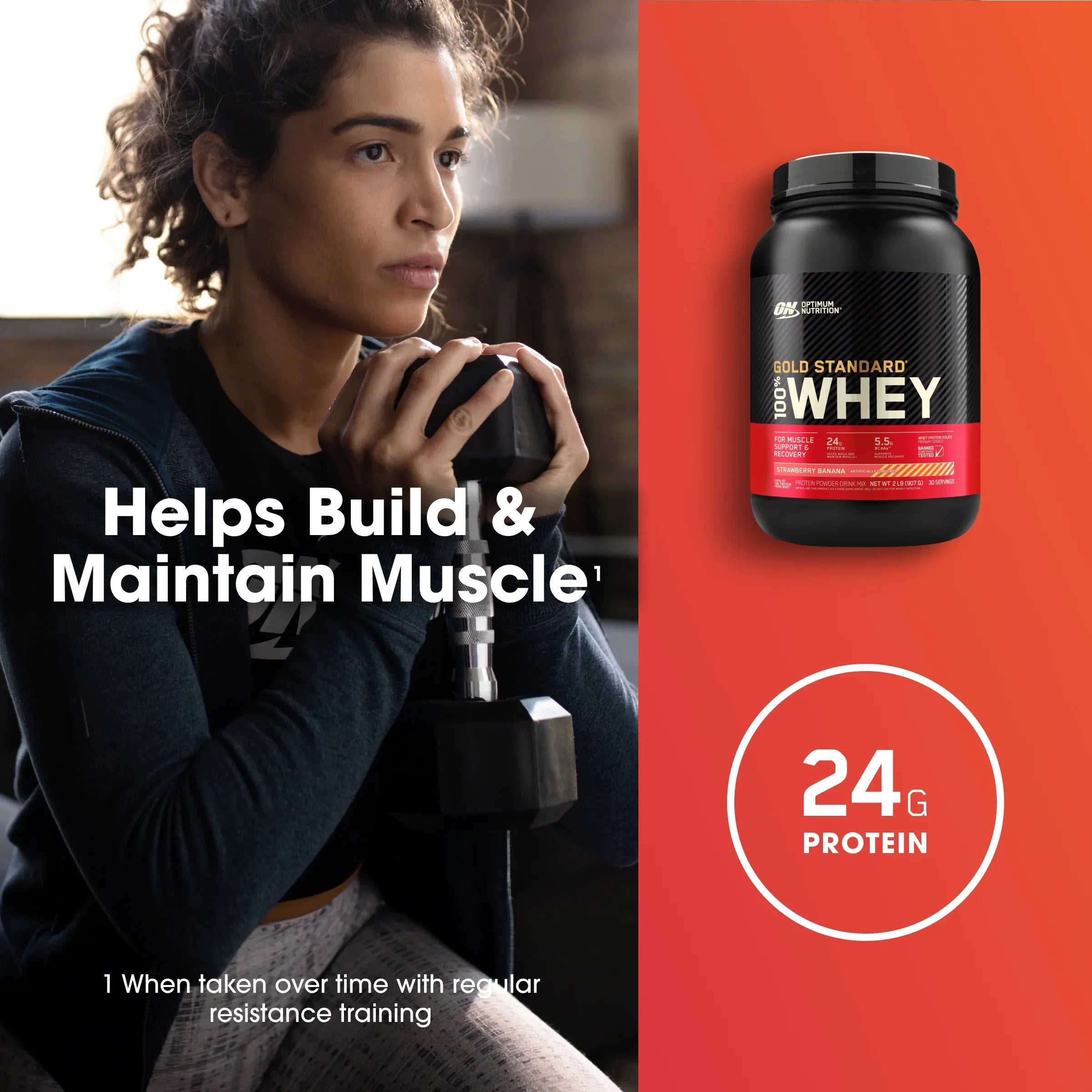 Standard Protein, g Protein Gold Nutrition, Whey Servings Strawberry Optimum Powder, Banana, lb, 100% 24 2 30