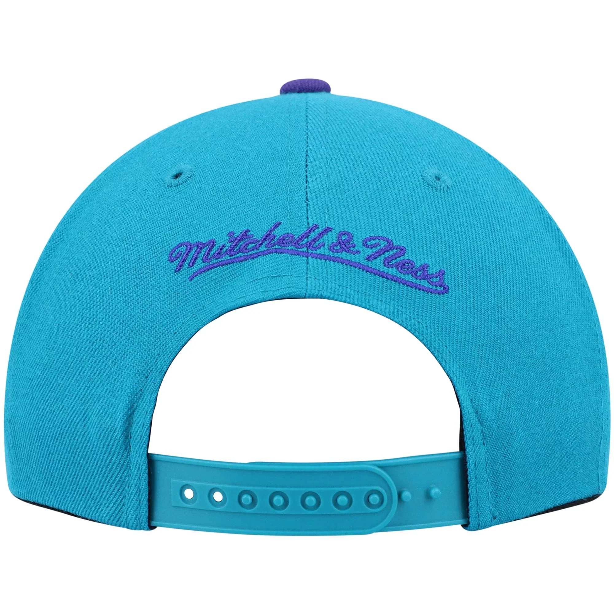 Team Men's Snapback & OSFA Mitchell Hardwood Classics 2.0 Ness Teal/Purple Charlotte Hat Hornets - Two-Tone