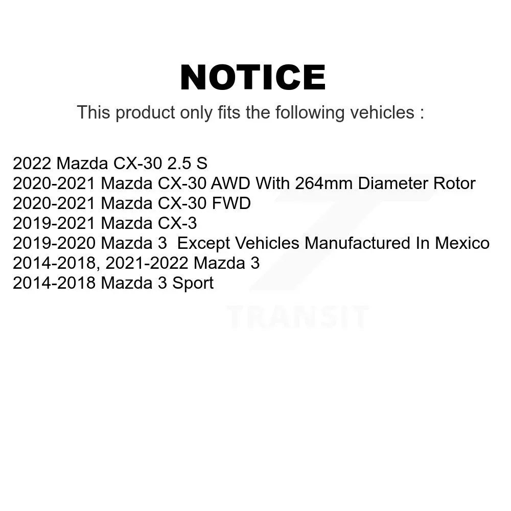 Pair CX-3 CX-30 K8-100941 3 Mazda Disc For Rotors Rear Brake Sport
