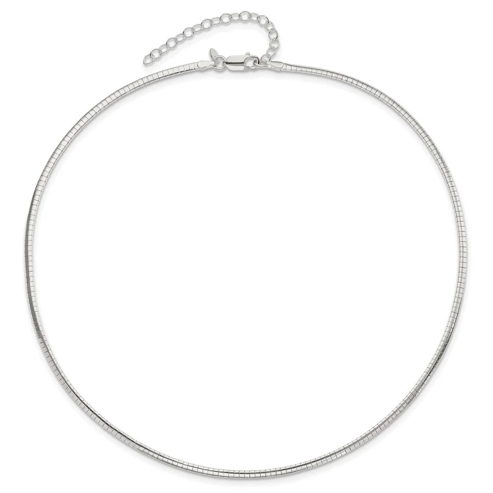 Sterling Chain Silver Styles 16 Ext w/2 Cubetto Omega inch in 2mm 925 Necklace