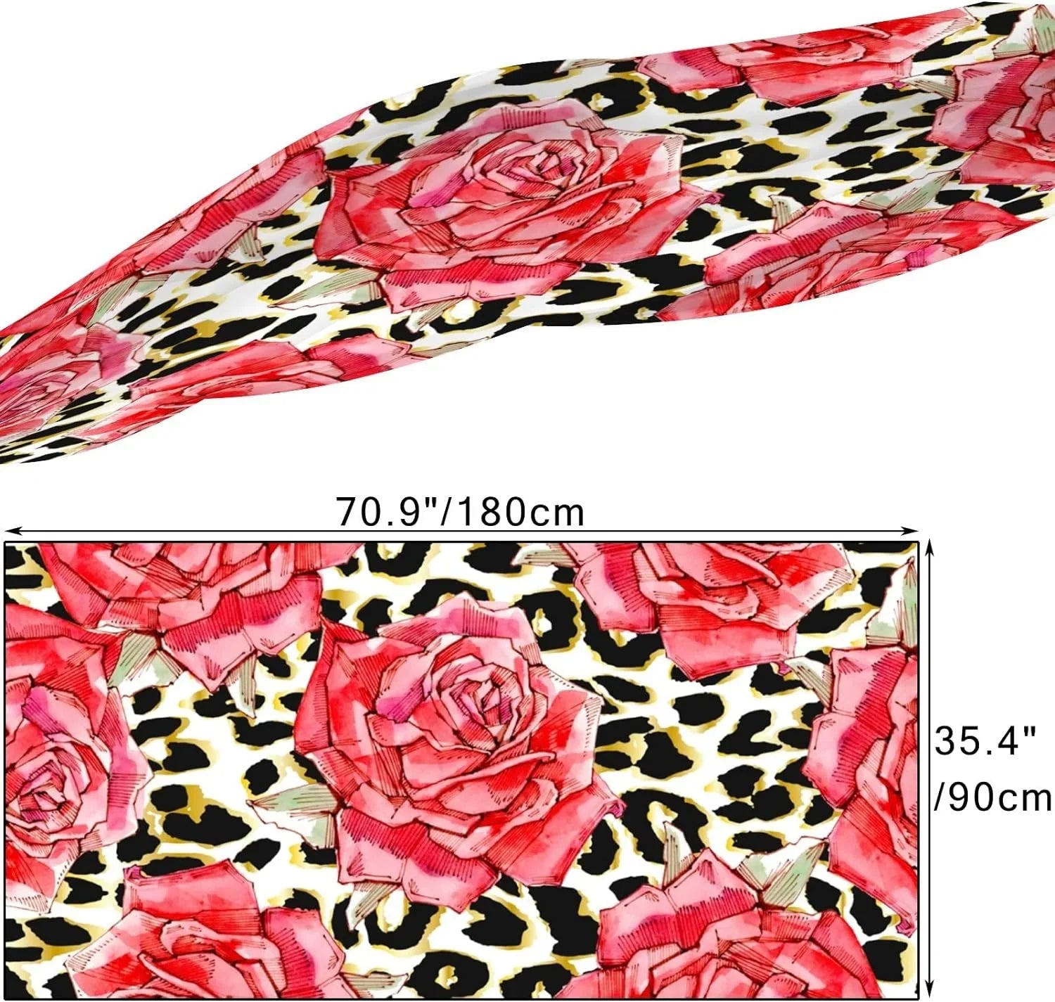 Shawl Scarves Roses Watercolor Girls Wrap Lightweight for Hyjoy Silk Long Women Red Print Neck Scarf