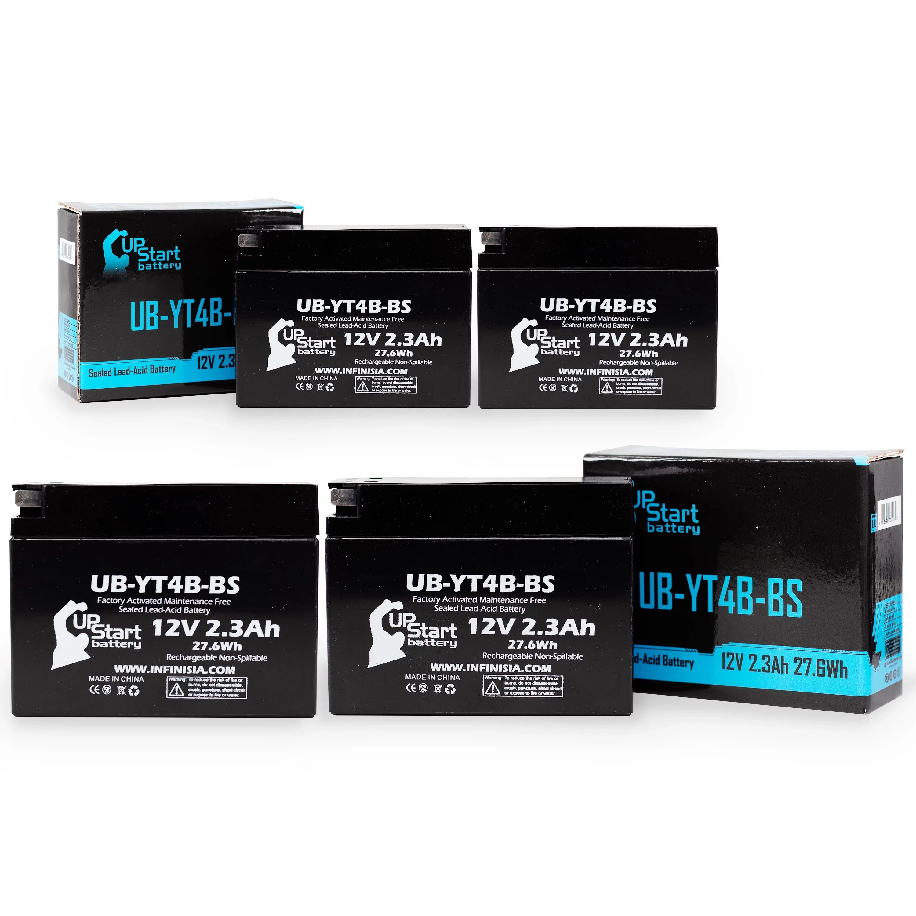 Yamaha 12V, 2.3Ah, Factory Battery UB-YT4B-BS Motorcycle Activated, 400CC Free, Battery UpStart 4-Pack for 2008 - Maintenance SR400 Replacement