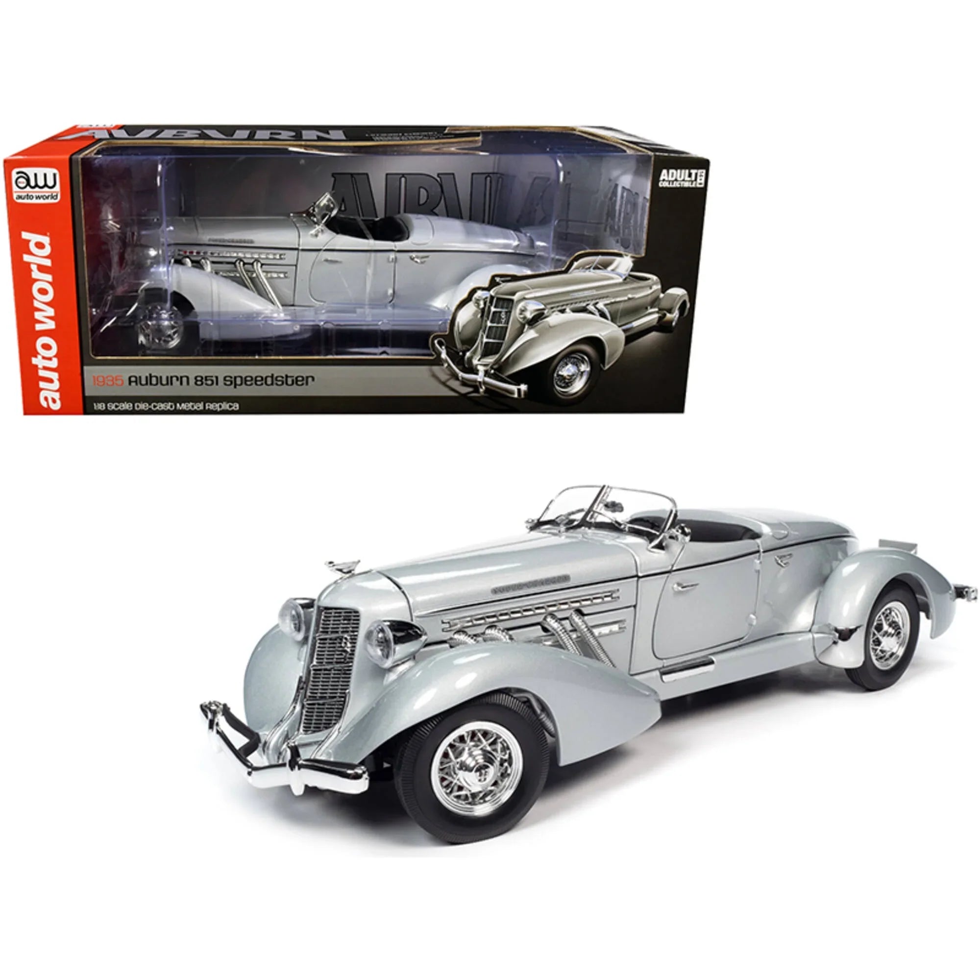 Haze World 1/18 by 1935 Gray 851 Speedster Diecast Car Auburn Auto Model