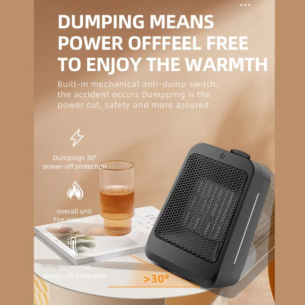 Black Heater Keep Portable and Home Space 3 Adjustable Anywhere Thermostat, - - Modes Heater Warm JahyShow Office -