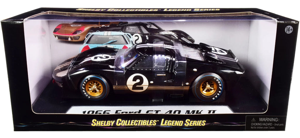 1966 II #2 MK Shelby Model by Race Diecast Silver with Collectibles (Dirty Black Car Stripes 1/18 After GT-40 Version)