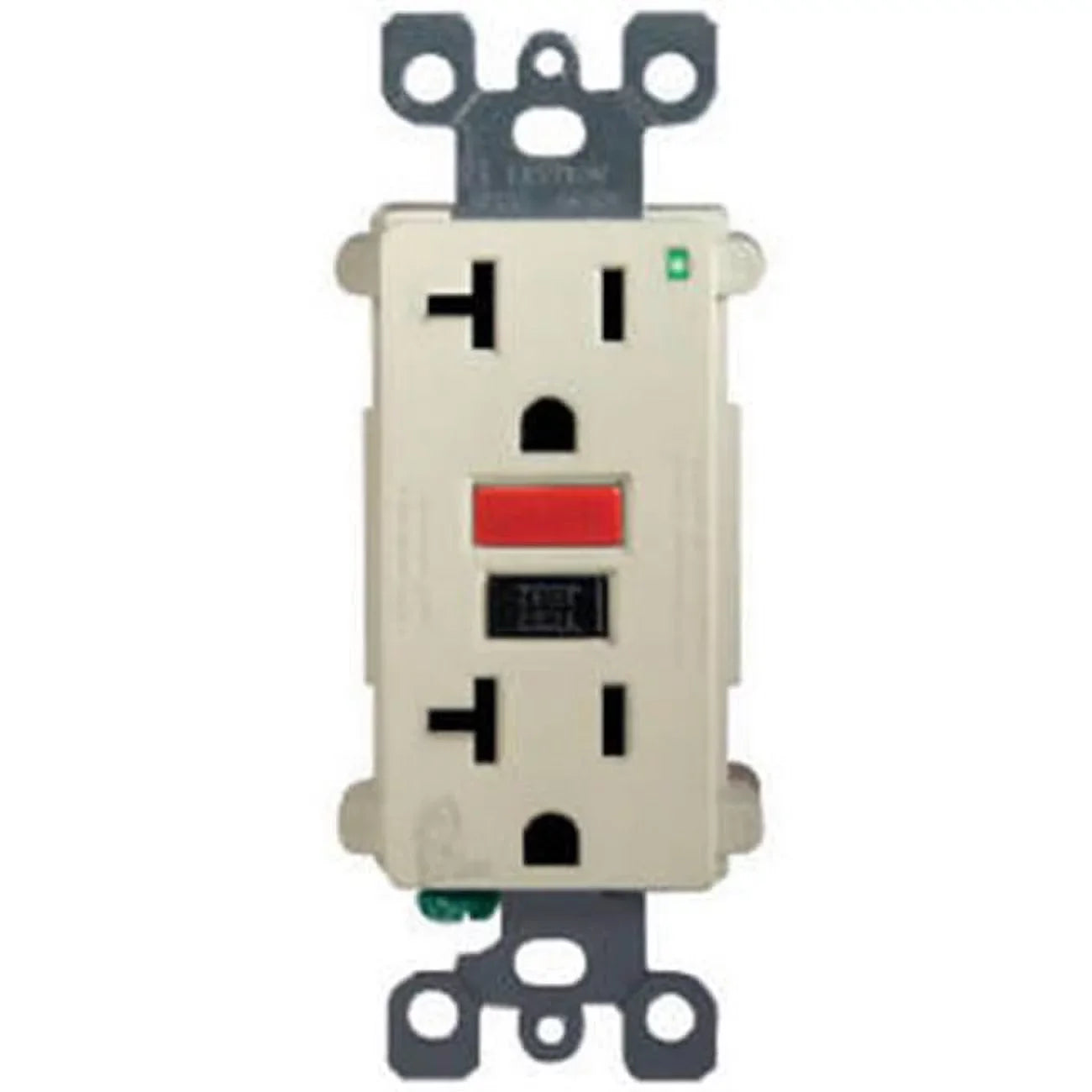 Test Mfg Self GFCI Black R11-Gfnt2-0Ri 15A - Ivory Button, & Red Outlet