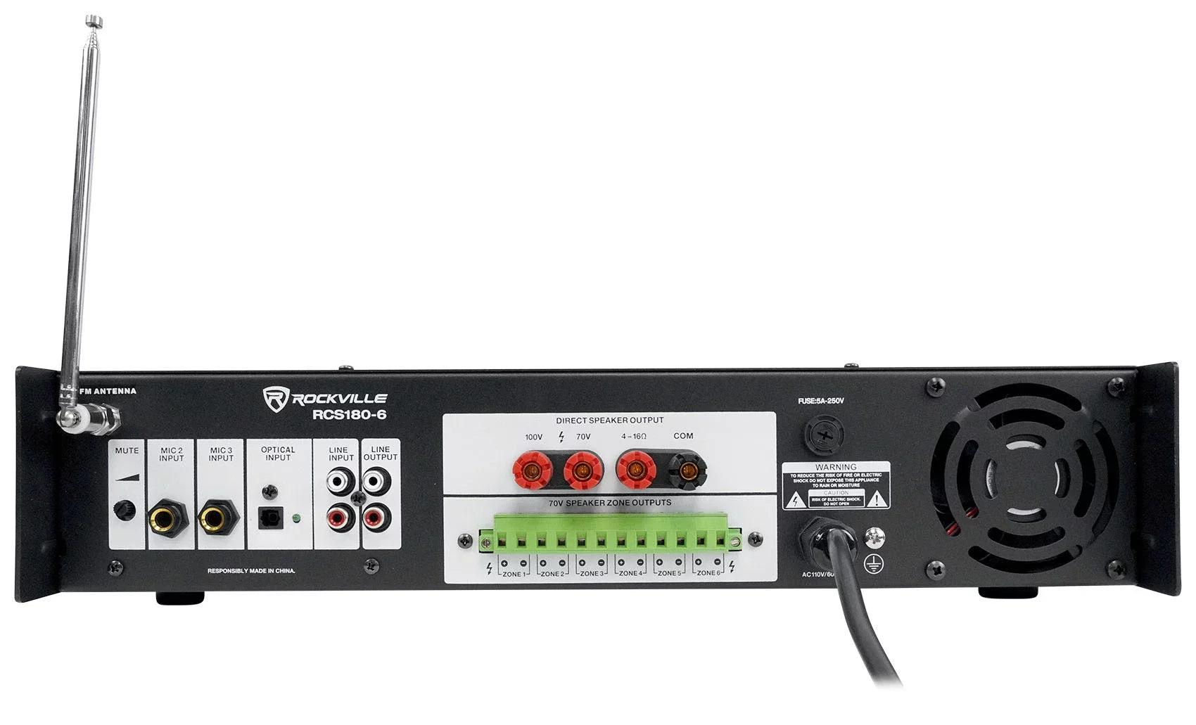 (6) Control Wall Commercial 3" Amp 23-1 70v JBL Indoor/exterior + Speakers Black