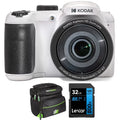 UHS-I Bag Bundle Memory Optical 25X Astro Camera Card Zoom 16MP Photo Digital Lexar + SDHC AZ255-WH Camera, with Kodak Deco 32GB White 800x High-Performance Zoom, PIXPRO