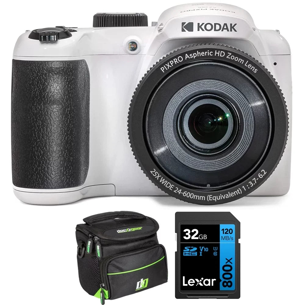 UHS-I Bag Bundle Memory Optical 25X Astro Camera Card Zoom 16MP Photo Digital Lexar + SDHC AZ255-WH Camera, with Kodak Deco 32GB White 800x High-Performance Zoom, PIXPRO