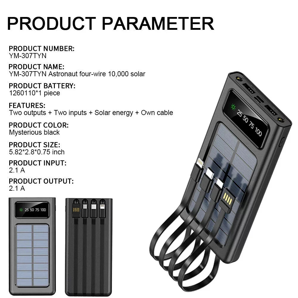 9000000mAh Portable External Bank Power Waterproof Solar Battery Charger