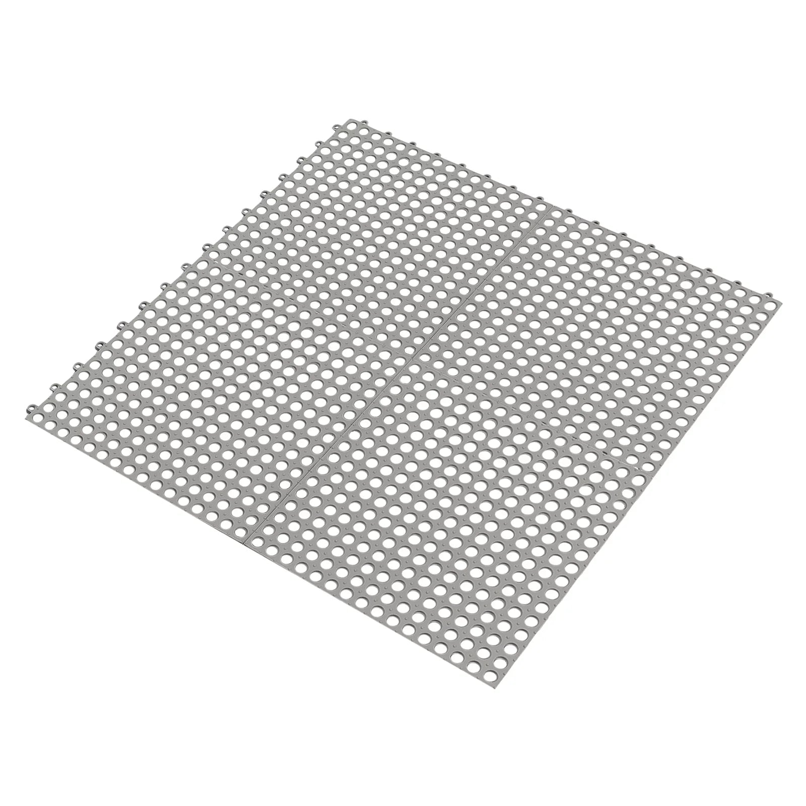 Drainage PVC Mat Shower Floor Interlocking Kitchen, Gray Bathroom, Holes Nonslip Mat,Soft Pool with 11.8*11.8" for Bath 24PCs