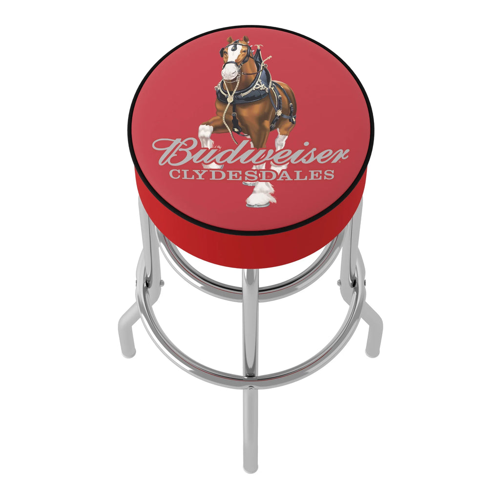 Bar Stool - Red Budweiser Swivel Clydesdale Padded